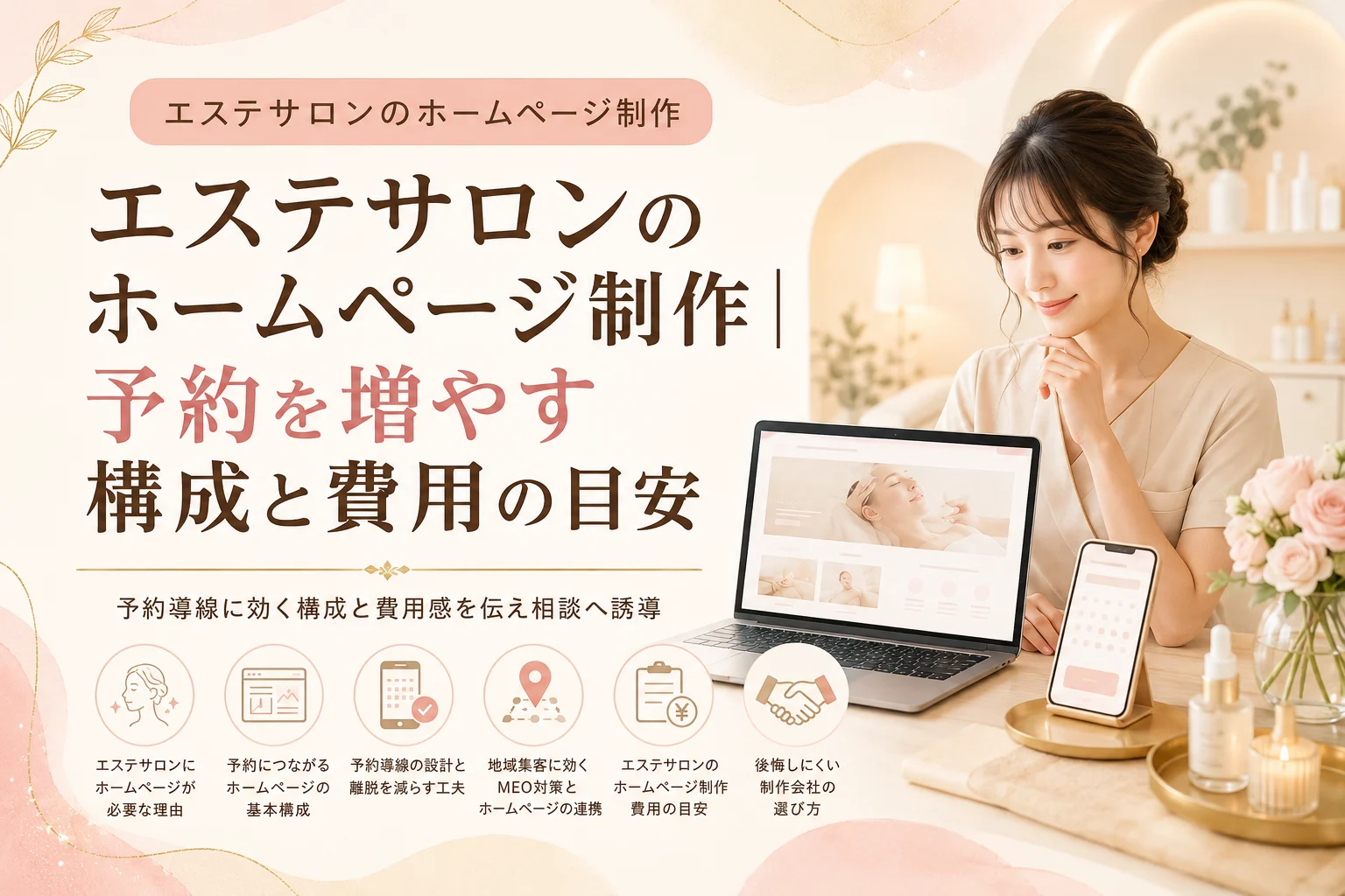 エステサロンのホームページ制作｜予約を増やす構成と費用の目安