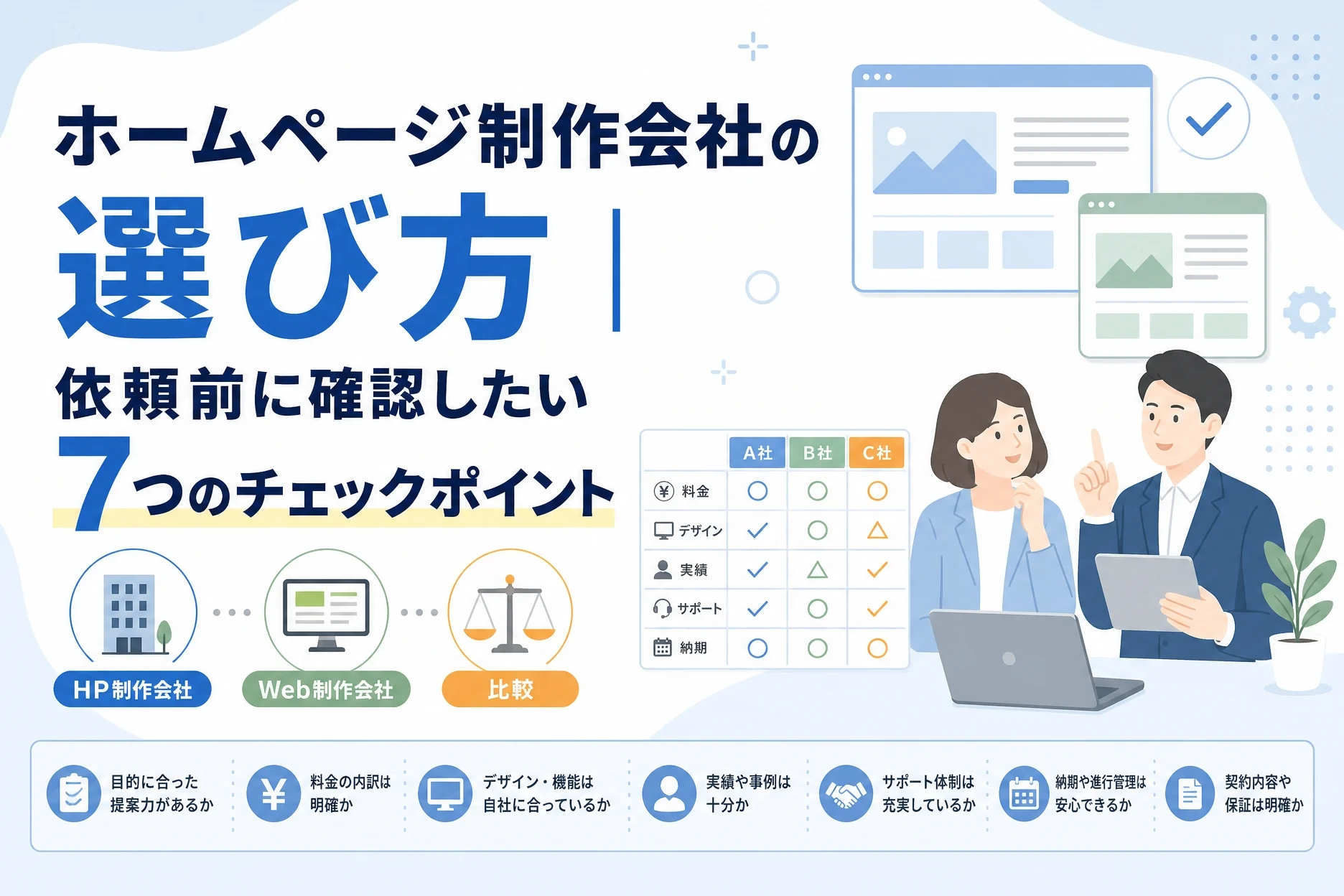 ホームページ制作会社の選び方｜依頼前に確認したい7つのチェックポイント